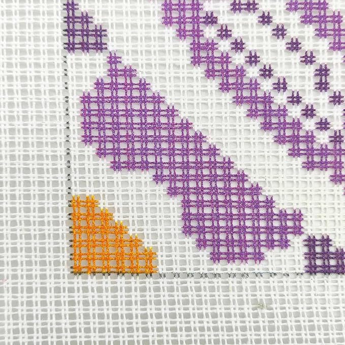 Howie's Needlepoint Needlepoint Kits for Adults, Pillow Front Cross Stitch Kit with Embroidery Pattern on Canvas, Yarn, 2 Needles and Instruction, 16 x 16inch(Purple Circle Window)