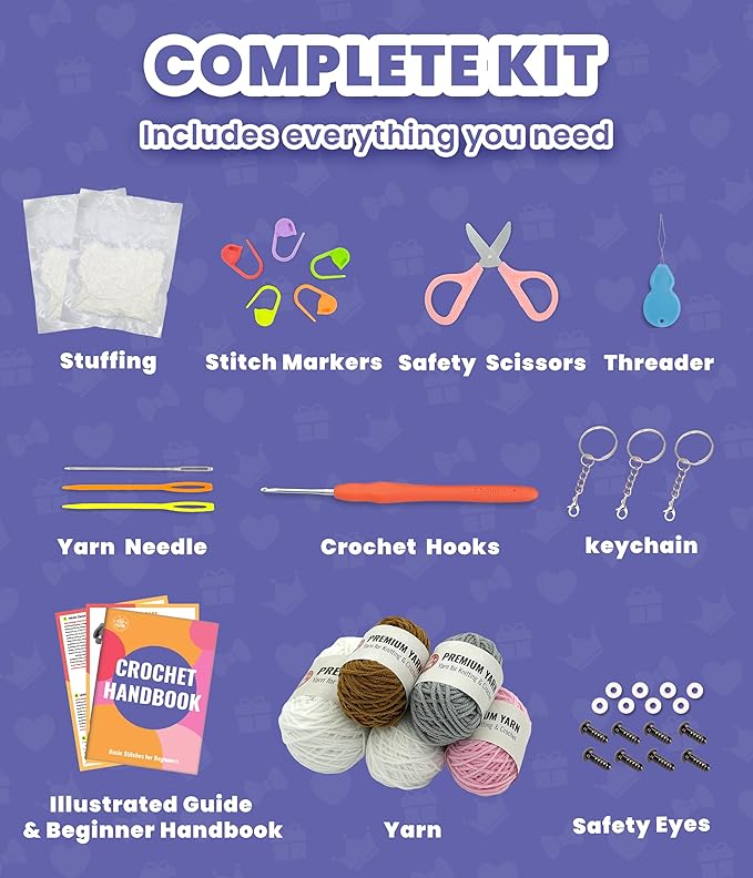 PAITIN Crochet Kit for Beginners – DIY Dog Crochet Craft Project, Easy Handmade Yarn Art Kit for Adults with Step-by-Step Video Tutorial