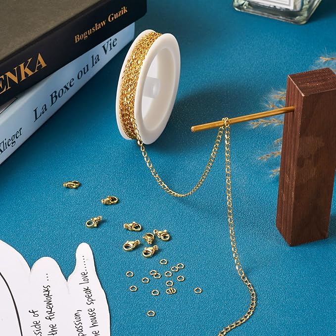 Sparkeads 5M Golden Chain for Jewelry Making,Stainless Steel Chain,Golden Link Necklaces for Women,Cable Chain Bracelet Chains for Bracelet DIY Earring Craft Supplies Jewelry Making,4.5x2.5x1mm