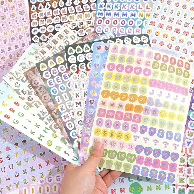 Washi Stickers for Journaling, Boho Stickers Abstract Aesthetic Stickers Vintage Scrapbook Sticker Set for Bullet Art Diary Card Craft Gifts Planner Notebook (Letter Sticker Style 3)