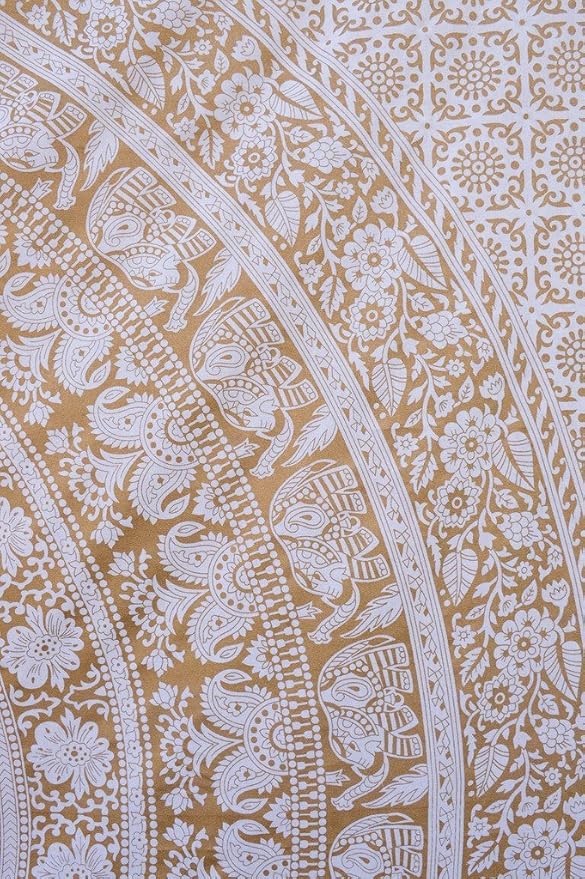 popular handicrafts wall hanging tapestry for bedroom hippie elephant mandala bohemian hippy metallic shine intricate indian tapestries bedspread 90 x 108 inches (230cm x 270cm) gold & white