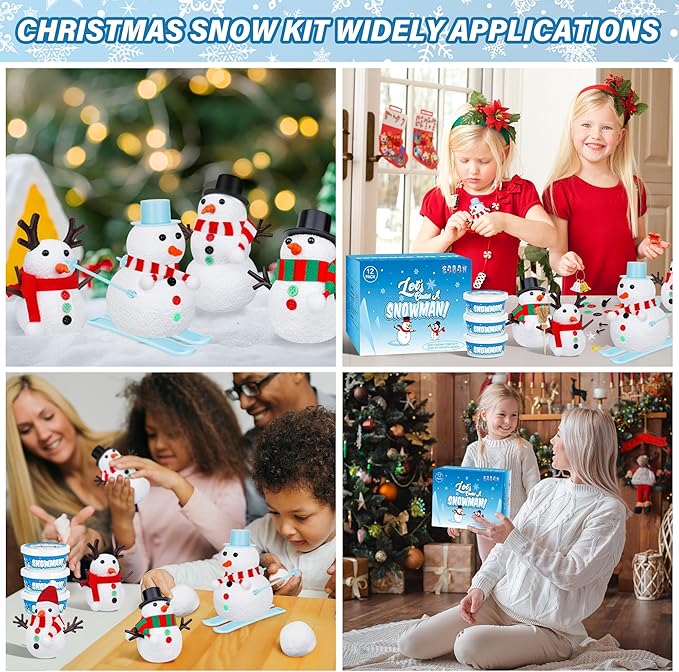 24 Pack Build a Snowman Kit, Christmas DIY Snowman Crafts for Kids Bulk, Snowman Kit Winter Decorations Indoor, Creative Kids Air Dry Clay Modeling Crafts Kit for Christmas Gifts Favor Supplies