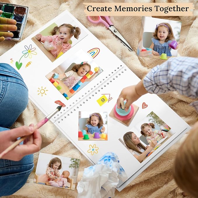 Scrapbook 10x10 Inch DIY Scrapbook Album Hardcover Kraft Paper Scrap Book Photo Albums 100 Pages Perfect for 4x6 / 5x7 Photos Memory Book for Family, Wedding