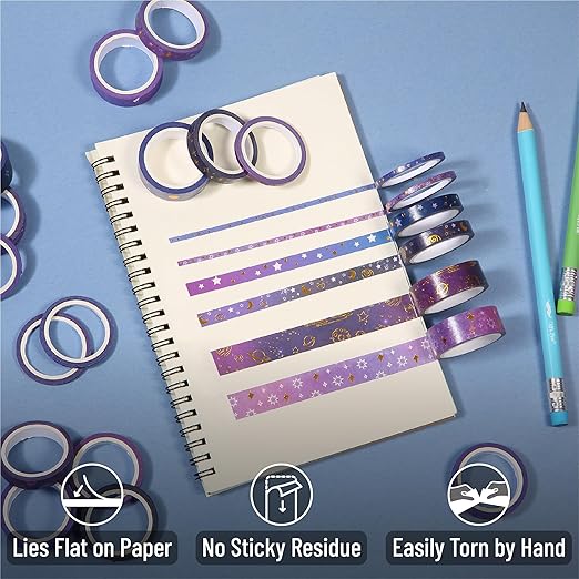 Mr. Pen- Washi Tape Set, 21 Rolls, Outer Space Design, Decorative With Measure Tape, Scrapbook Washi for Journaling, Craft