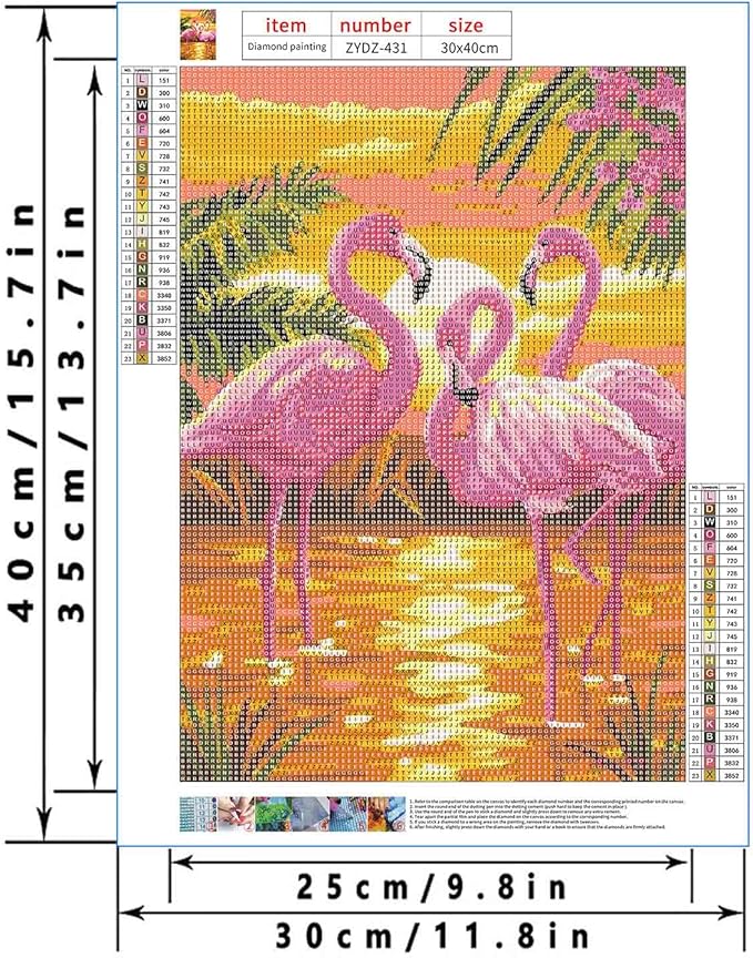 LYKEJI Diamond Art Kits for Adults 5D DIY Full Drill Round Diamond Painting Kits,Flamingo Pattern Diamond Arts Craft,Home Decoration and Room Wall Decor,Gift for Friends and Family
