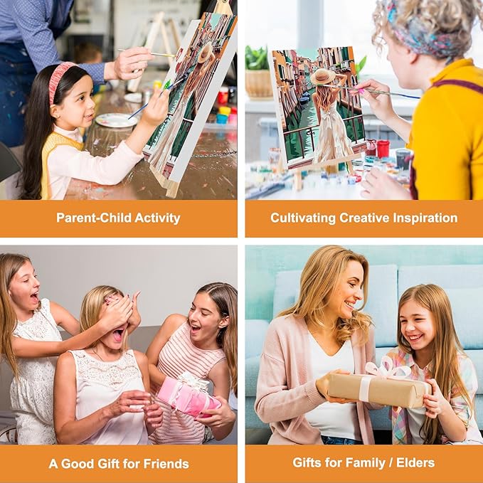 GHHKUD Venice Paint by Numbers Kits with Frame for Adults Beginners, DIY Landscape Paint by Numbers for Kids, Painting Art on Canvas Gifts Home Wall Decor 20x30cm