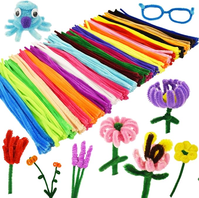 862 Pieces Art & Craft Supplies Set DIY Activities & Parties Pipe Cleaners Craft Set 200 Pcs Pipe Cleaners 454 Pcs Pom Poms 208 Pcs Wiggle Eyes Self Adhesive