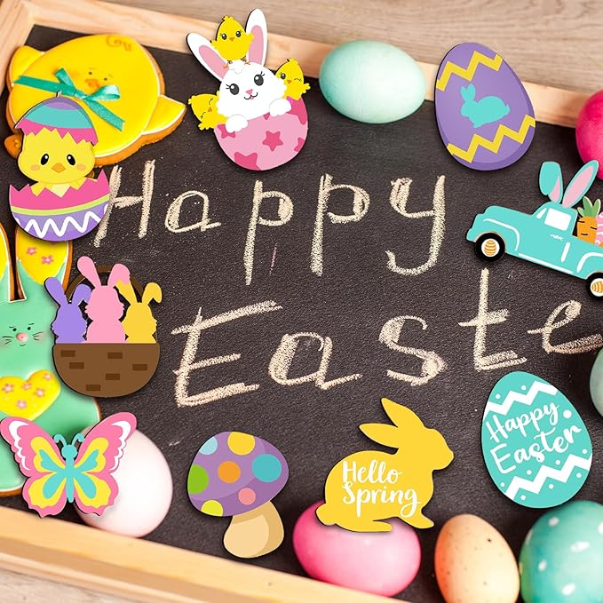 Relaxweex 24 Pcs Easter Spring Wooden Magnets Painting Craft Kit Glow in the Dark Spring DIY Art Crafts Supplies Fridge Magnets Coloring Kits for Easter Home Activities Gifts Party