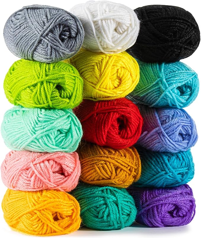 15x20g Acrylic Yarn for Crocheting - Soft Knitting Yarn for Crafts Multicolor Skeins for Crocheting DIY Bulk for Handicraft Knitting Scarves Ideal Gift for Beginners Adults