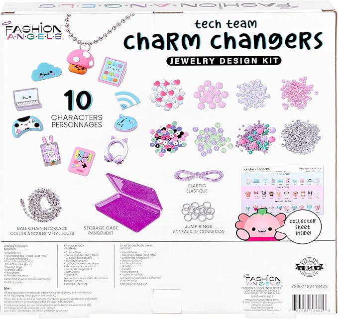 Fashion Angels Charm Changers Jewelry Design Kit, Includes Charms & Over 700 Beads, Custom Jewelry & Fun Craft Activity for Kids