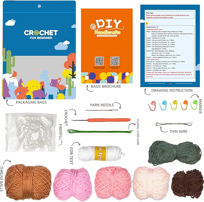 Pink Tulip Crochet Kit – Romantic Spring Home Decor & Mothers Day Gift | Beginner-Friendly DIY with Video Tutorial | Elegant Artificial Flower Plant