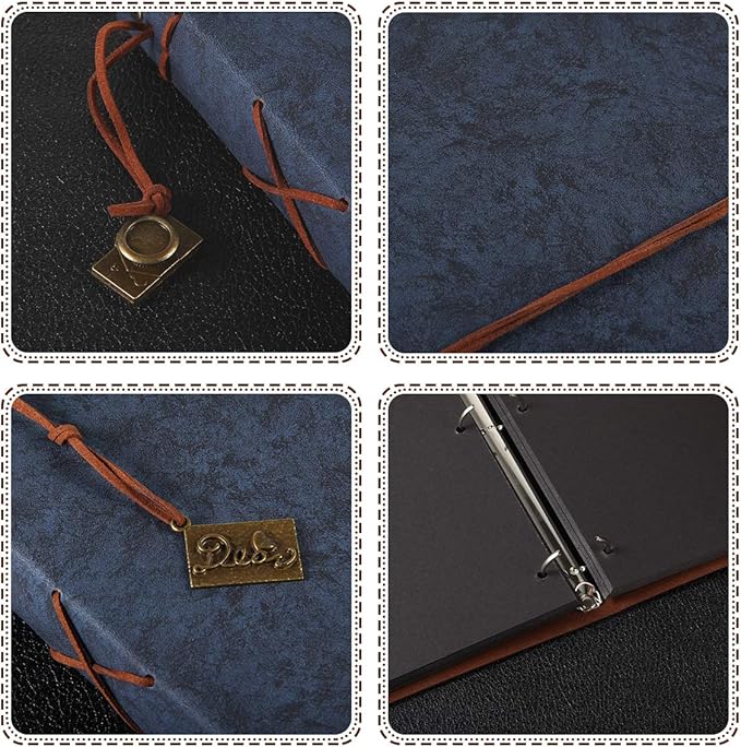 ThxMadam Leather Scrapbook Album 60 Pages Vintage Love Photo Album,11 * 8.1 Inch Scrapbook for Couples-DIY Memory Book,Birthday/Wedding Guest Book Gift for Anniversary Mother's Day