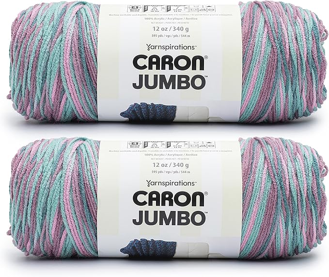 Caron Jumbo Russian Sage Yarn - 2 Pack of 12oz/340g - Acrylic - #4 Worsted (Medium) - 595 Yards - Knitting & Crochet
