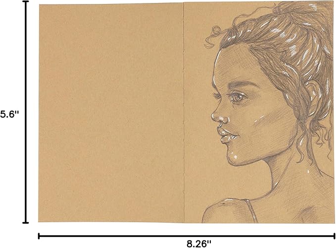 SoHo Urban Artist Open Bound Sketch Pads - Open Coptic Bound Sketch Pads for Drawing, Calligraphy, Any Dry Media, & More! - [Kraft - 5.6x8.26-2 Pack]