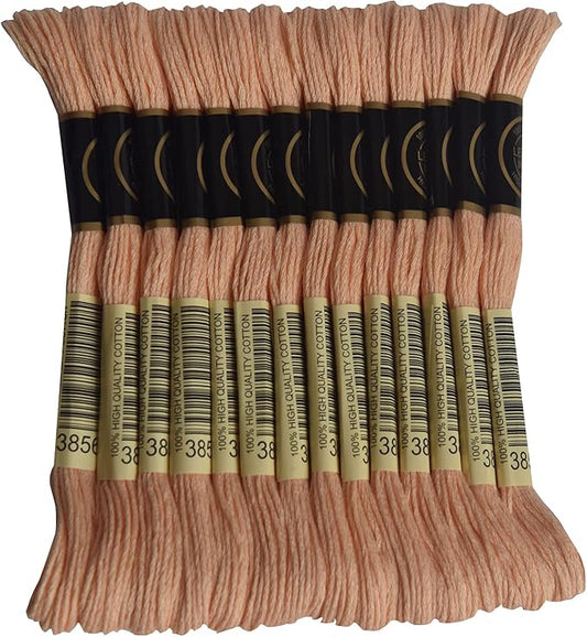LE PAON Embroidery Floss, 14-Pack Six Strands 100% Long Staple Cotton Embroidery Thread, 8.7-Yard，Color Number：3856,Light Mahogany