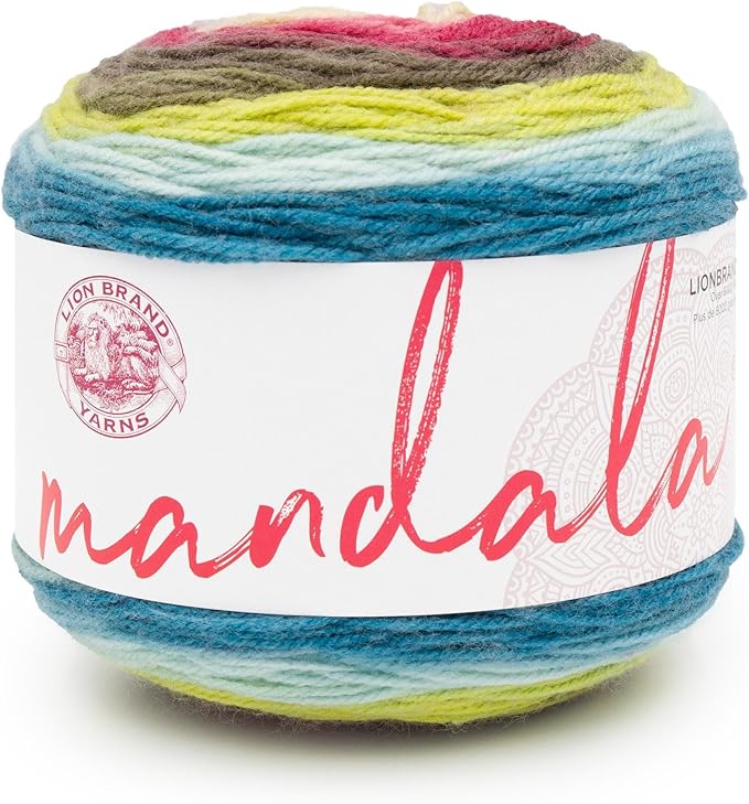 Lion Brand Yarn, Mandala DK Lightweight Yarn for Knitting, Crochet, and Crafts, Kappa, 1 Pack, Self-Striping Acrylic Fiber for Baby Blankets, Multicolor Shawls and Variegated Cardigans