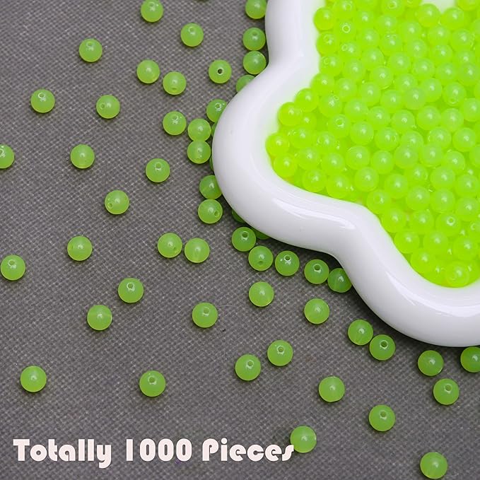 bonny boxx 1000pcs 6mm jelly light green acrylic round beads, smooth transparent acrylic balls, plastic resin gumball bubblegum chunky beads for necklace & bracelet making, crafting supplies