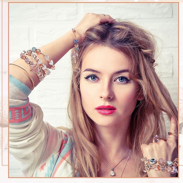 Junkin 12 Pcs Snake Chain Charm Bracelet with Heart Lobster Clasp Extender Adjustable Christmas DIY Metal Bracelet Chain for Women Jewelry Making Gifts Supplies 7.87 Inches