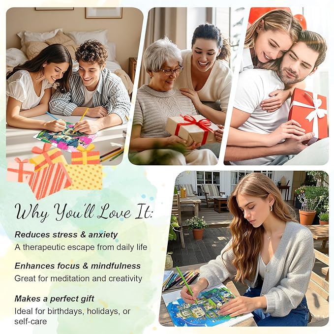 Adult Coloring Book for Women Relaxation, Adult Coloring Book Spiral Bound, One Sided Design 30 Premium Quality Thick Paper (No Bleed), Mindfulness Gifts for Women to Relieve Anxiety