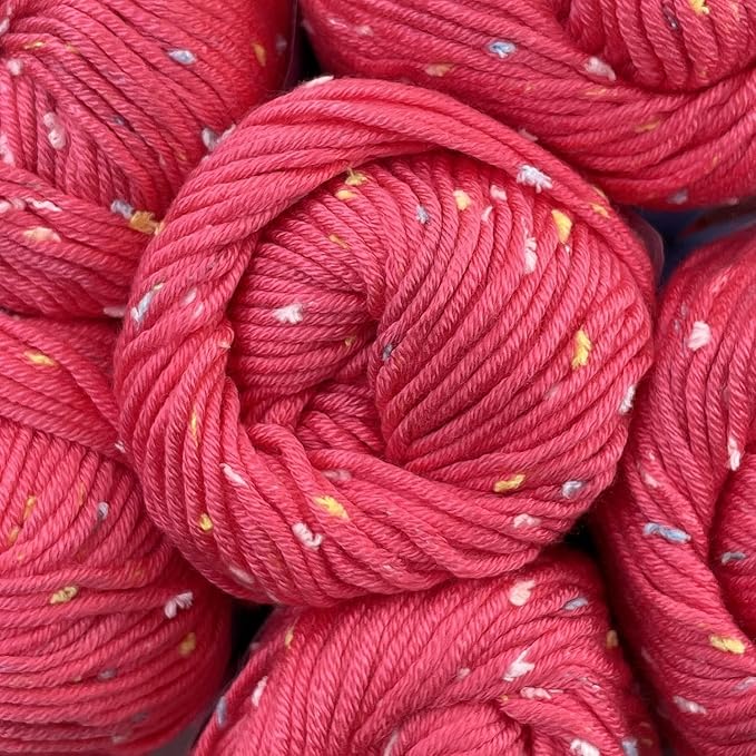 Tweed Twinkles Soft Baby Yarn for Crocheting, 8-Pack (696Yds / 400G), Free Patterns - Acrylic Baby Blanket Knitting Yarn with Flecks - Size 3 DK Light Worsted Weight - Coral Pink