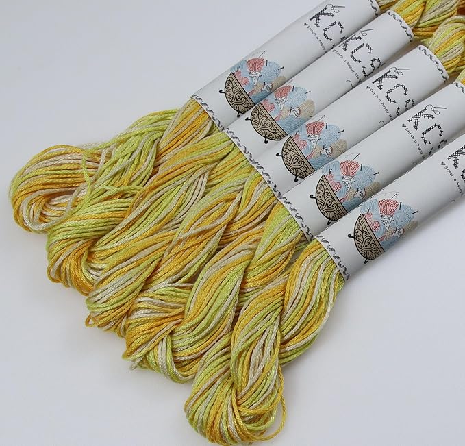 KCS Big skeins of 25 Meters Size 25 Color Variegated Cross Stitch Stranded Threads,6 skeins,4080