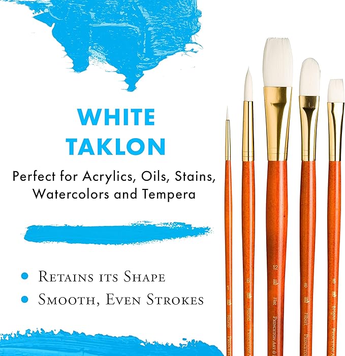Princeton RealValue Brush Set, White Taklon, Orange Handle, 5 Piece, 1 Count