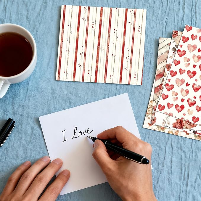 Valentine Scrapbook Paper 6×6, 24 Sheets Scrapbooking Supplies Kit, Single-Sided Patterned Cardstock Pads for Card Making, Designer Planner Journals