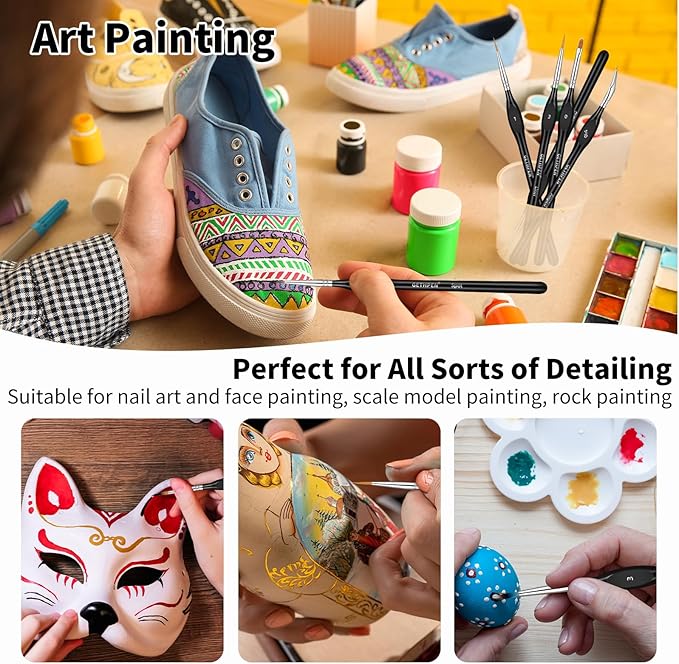 Extreme Detail Paint Brushes Set, 15pcs Miniature Paint Brushes for Fine Detailing, Art Painting, Micro Detail Paint Brush for Acrylics, Oils, Watercolors, Paint by Number,Rock Painting