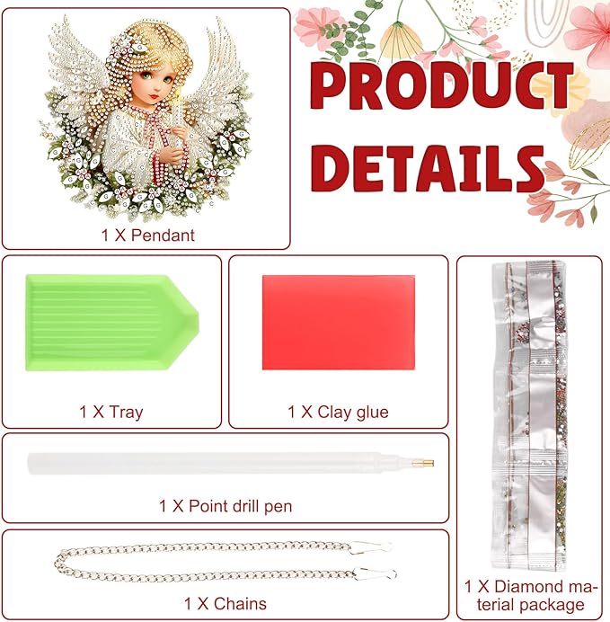 DOMROM Girl Diamond Art Hanging Kits for Adults Beginner, Special Shaped Crystal Diamond Painting Girl Pendant, DIY Diamond Art Suncatchers Christmas for Home Garden Wall Decor Gift
