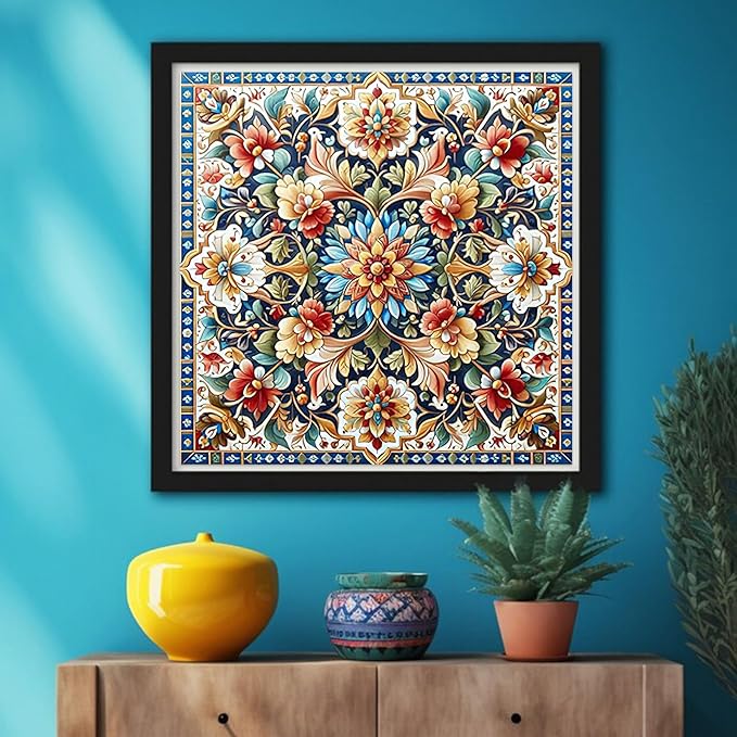 Auremi 5D Mandala Diamond Painting Kits, Flower Diamond Art Painting Kits for Adults DIY Full Drill Diamond Dots Crystal Craft Kits for Home Wall Decor Gifts 11.8x11.8 inch
