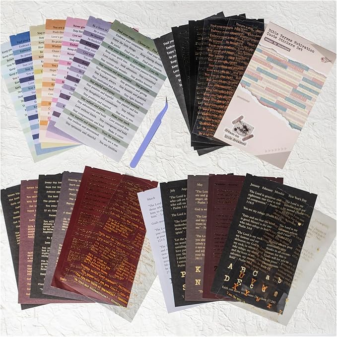 Quote and Sayings with Bible Verses Stickers for Journaling, 846Pcs Word Stickers, 24 Sheets Gold Foil Small Talk Sticker Book for Junk Journal Supplies, Scrapbooking, Bujo, Card Making