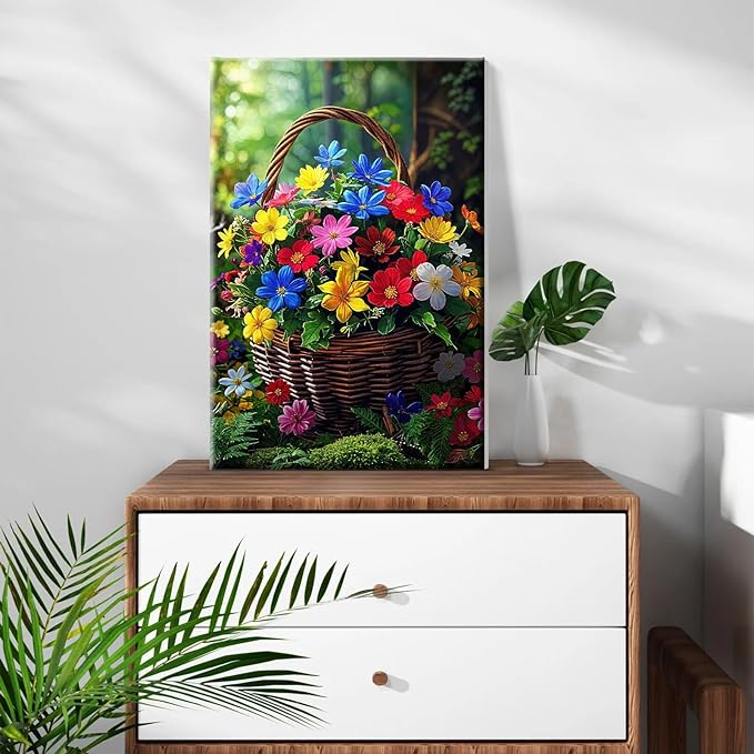 ATDMS Paint by Numbers Kit for Adults with Frame Flowers Paint by Number with Easel DIY Landscape Paint by Numbers Kit with Frame Adult Paint by Number Kits on Canvas for Home Wall Decor 8x12 Inch