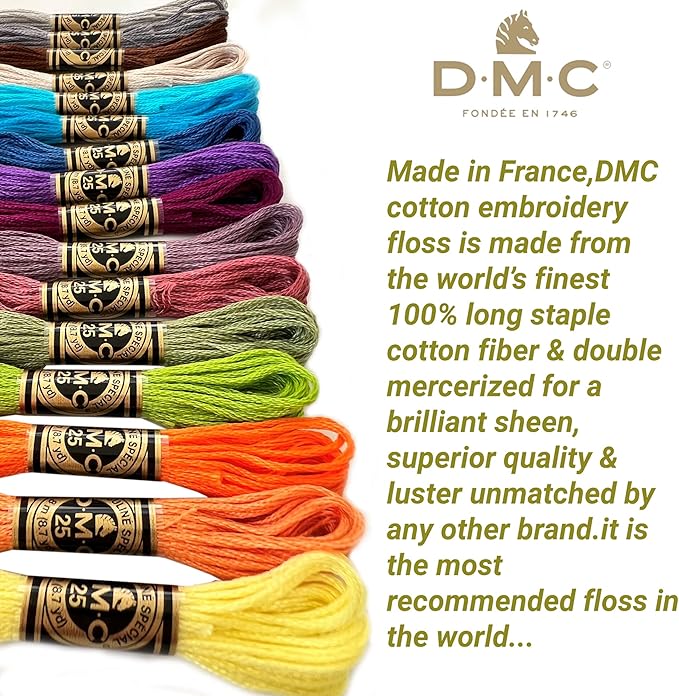 DMC Embroidery Floss, DMC Embroidery Thread Pack,Exclusive Colors,Kit Bundle with Cross Stitch Hand Embroidery Needles Size 24.Premium Supplies for Embroidery String,Yarn Set,DMC Cross Stitch Threads