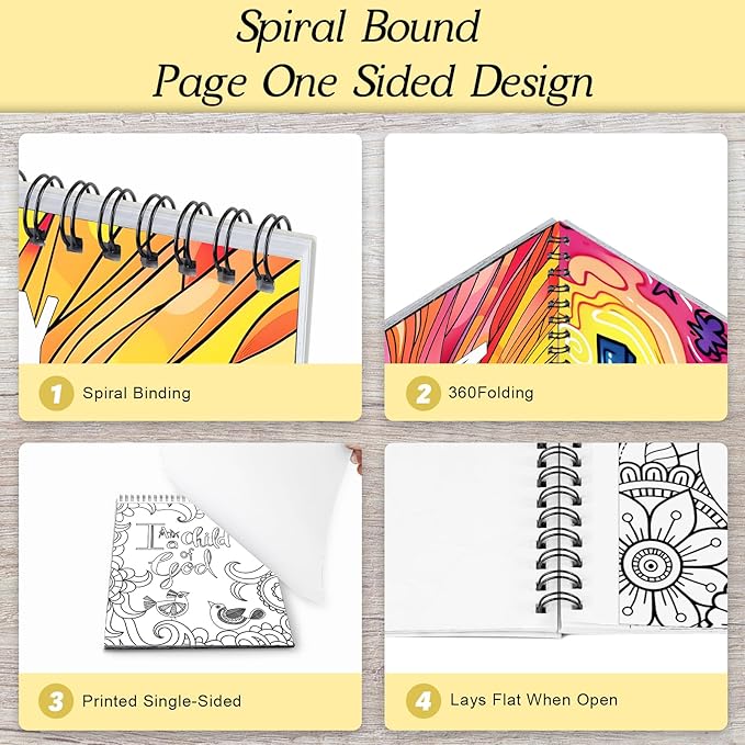 Bible Verse Coloring Book for Adults for Women with Bible Verses Page One Sided Design Spiral Bound Christian Coloring Book for Adults Relaxation 24 Colorful Coloring Pages Best Gifts for Women Men