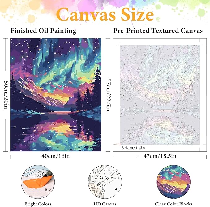 Paint by Numbers Kit for Adults Beginner Starry Sky, Adult Paint by Number Kits on Canvas, Aurora DIY Acrylic Oil Painting by Numbers for Adults, Perfect for Home Wall Decor 16X20 Inch