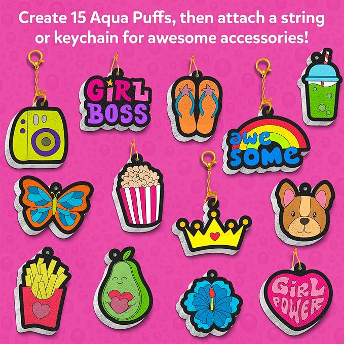 Skillmatics Aqua Puffs – 3D Art Kit, Girl Power, Mess-Free Paint by Number Craft for Kids, DIY Color & Inflate Activity, Travel Toys & Creative Gifts for Girls Ages 4, 5, 6, 7, 8, 9, 10