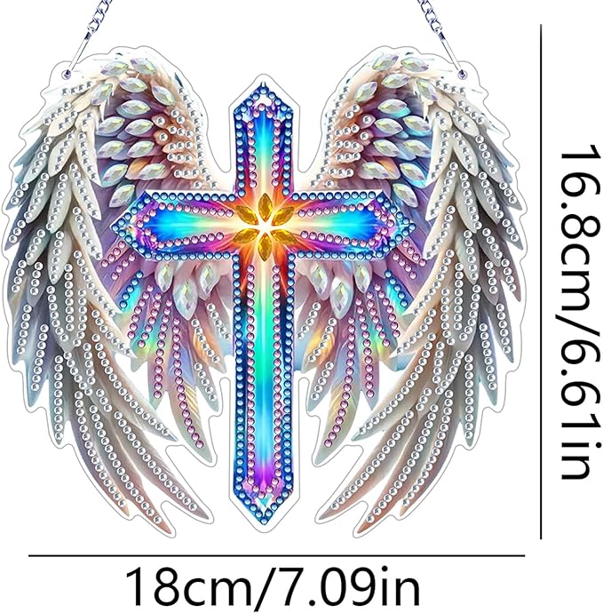 ZeeLionArt Hanging Diamonds Art kit for Adult,Angel Wings Pendant Diamonds Painting Art Kit,7.0x6.6inch Acrylic Diamonds Painting Board Kit Ornament, Special Crystal Diamond Hanging Ornament