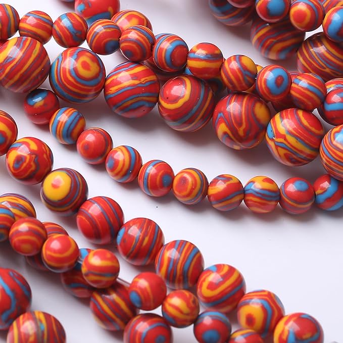 Red Yellow Blue Peacock Turquoise Stone Beads for Jewelry Making Gemstone Round Crystal Bracelet Necklace 1 Strand 15.5inch 4MM