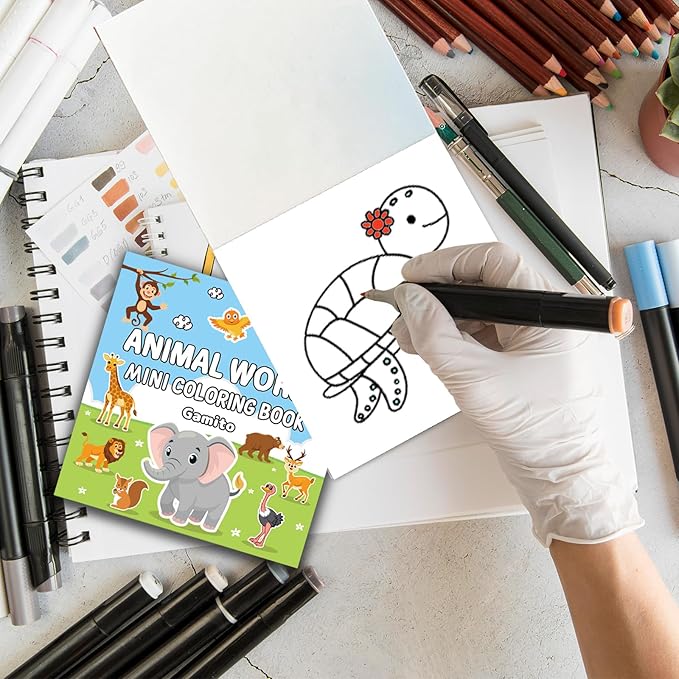 Mini Coloring Book for Adults, 2-Pack Travel Small Coloring Books, Pocket Size Adults Relaxation Coloring Books Stress Relief Adult Mini Coloring Book (Animal & Underwater World)