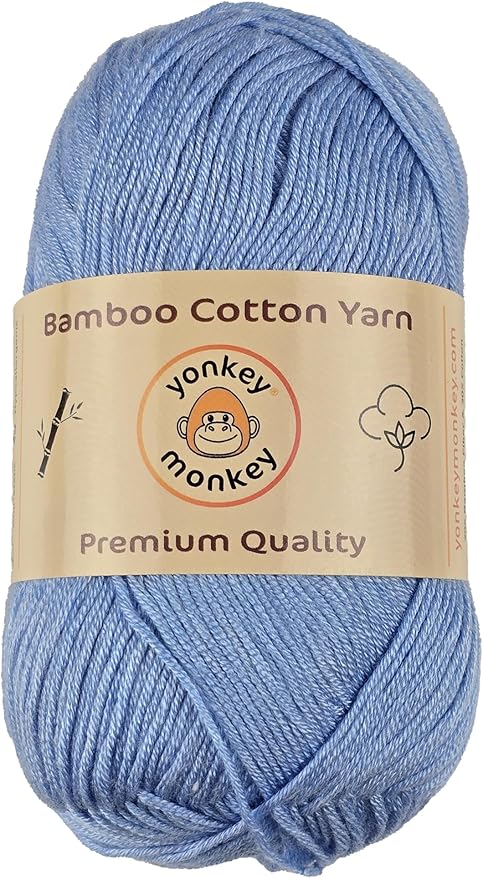 10-Pack of Yonkey Monkey 500 Grams Yarn - 70% Rayon derived from Bamboo, 30% Cotton - Imported - Light Blue 9001