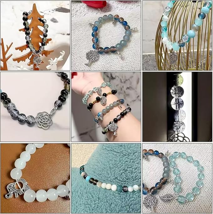Glass Beads for Jewelry Making, 315Pcs Crackle Round 6/8/10mm Crystal Beads for Bracelet Craft Necklace Earring Making Wine Charms Wind Chimes, Murray and White Color