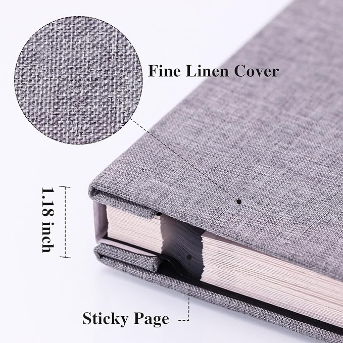 Vienrose Large Photo Album Self Adhesive for 4x6 8x10 10x12 Pictures Magnetic Scrapbook Album DIY 13" X 12.6" 60 Blank Pages with A Metallic Pen