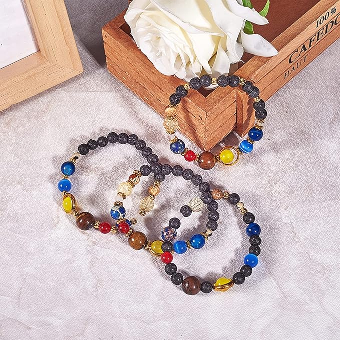 SUNNYCLUE 1 Box 310Pcs DIY Multilayer Solar System Bracelet Making Kit Natural Gemstone Universe Galaxy Nine Guardian Planets Necklace Beading Christmas Bracelet Jewelry Making Starter Craft Supplies