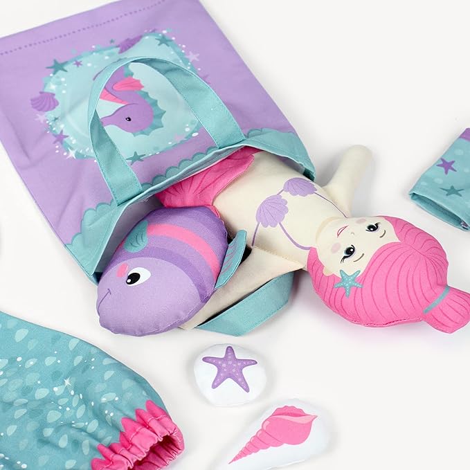 kullaloo Sewing kit for Kids Beginners - DIY Craft for Girls & Boys - Cut & Sew Fabric Panel Mermaid (Underwater Tales)