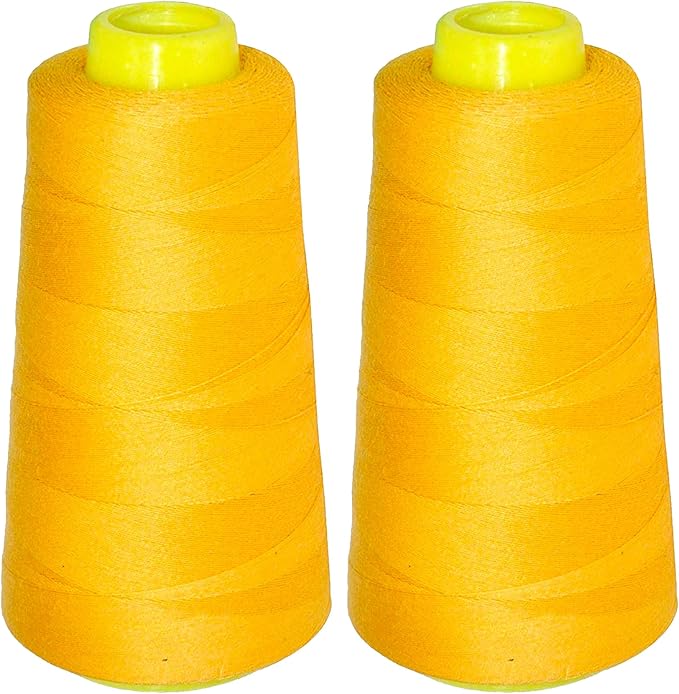 Mandala Crafts Gold Thread Cones for Machine and Hand Quilting - 2400 Yds 50 WT Multiple Purpose Mercerized 100% Cotton Threads for Sewing Machine Serger Embroidery