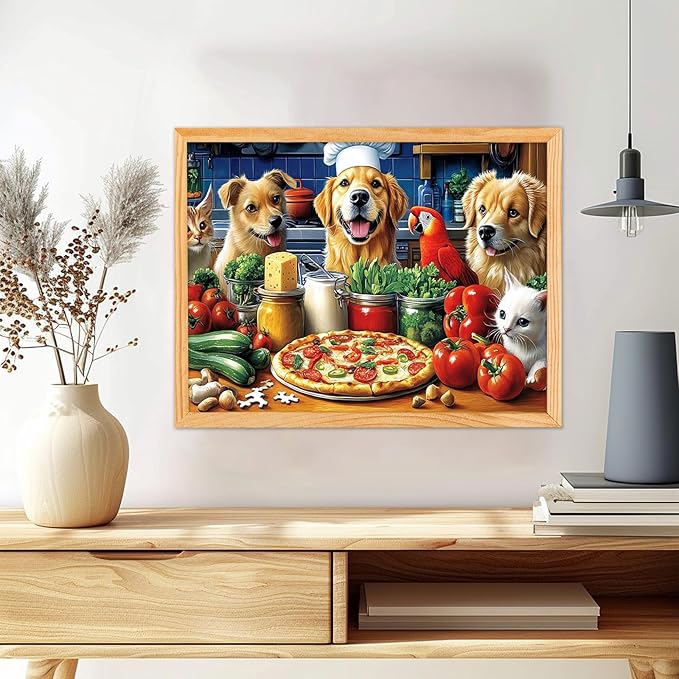MAXBYE Paint by Numbers Kits for Adults, Kitchen Cute Pet Acrylic Easy Paint by Numbers for Adults Beginner, DIY Painting by Numbers for Home Wall Decor Gift 12x16in