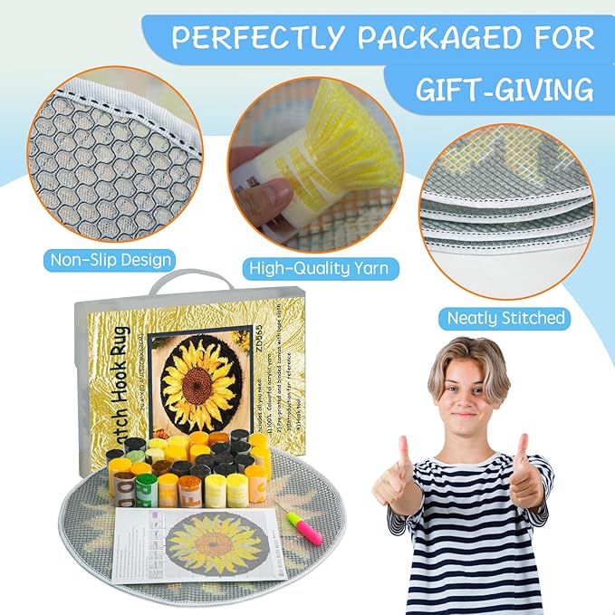 MIAOLLUN Latch Hook Kit Rug, Large Latch Hook Kits, Rug Making Kits DIY for Kids/Adults with Printed Canvas Pattern 43X25.5(109X65cm)
