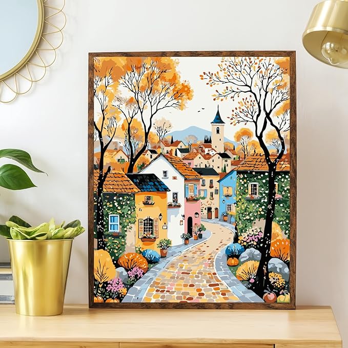 Mosaflare Paint by Numbers for Adults Beginner, Building Scenery Adult Paint by Number Kits on Canvas, DIY Acrylic Oil Easy Painting by Numbers for Home Wall Decor 16X20 inch (Without Frame)