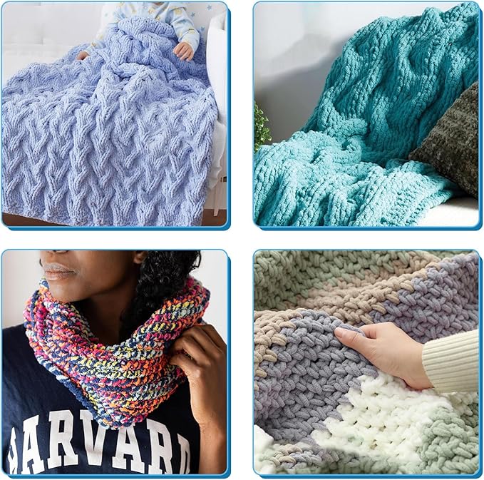 cenoz 30" Beechwood Chunky Knitting Blanket Loom Kit - Adjustable Size Hand Knitting Loom for DIY Throw Chunky Yarn Blankets Scarves Rugs, No Needles Required, Blanket Loom Gift for Beginners Starter