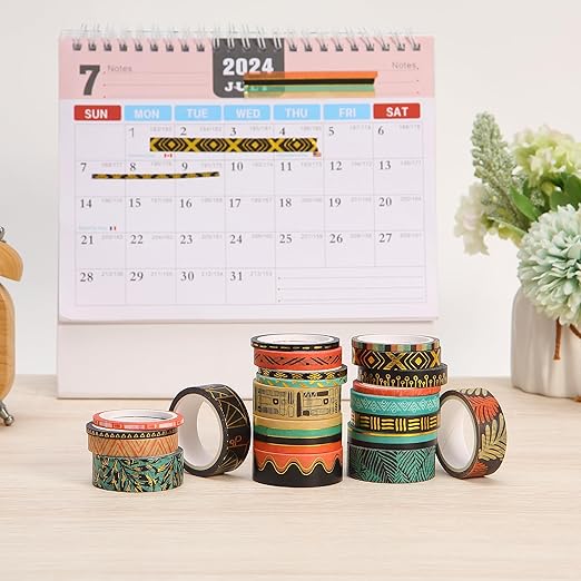 Mr. Pen- Washi Tape Set, 21 Rolls, Ethnic Elegance Design, Decorative With Measure Tape, Scrapbook Washi for Journaling, Craft
